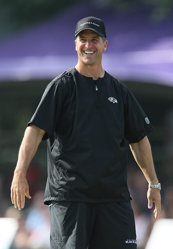 Harbaugh at training camp in 2009