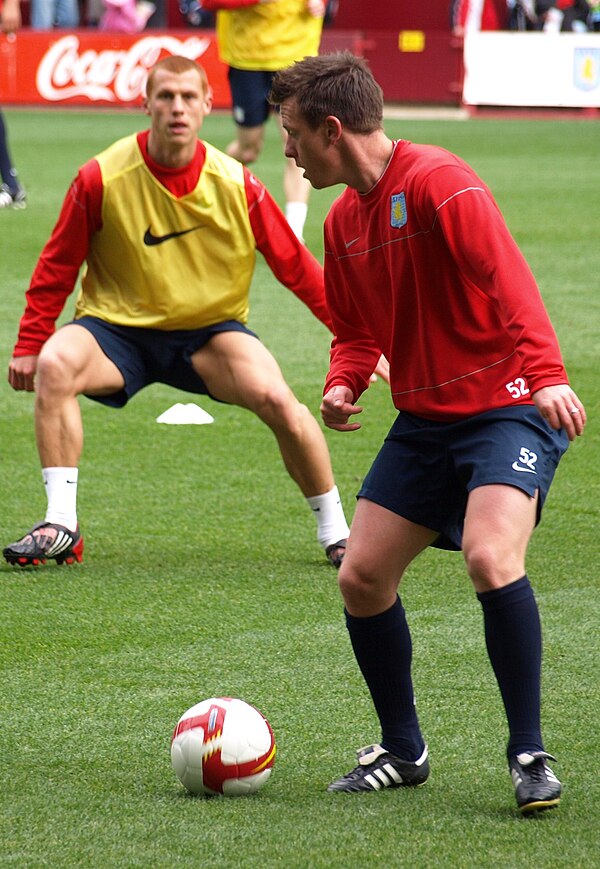 Steve Sidwell (left) and Nicky Shorey (right) during an open training session at Villa Park