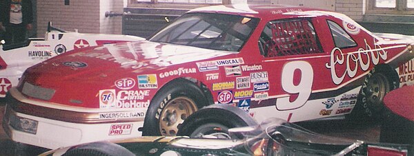 Bill Elliott's Melling Racing car that set the record for the fastest lap in a stock car – 212.809 mph (342.483 km/h), 44.998 seconds at Talladega Superspeedway.