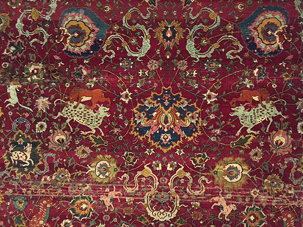 Detail of a Persian Animal carpet, Safavid period, 16th century