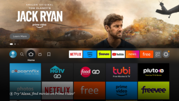 Screenshot of Fire TV OS 7.6, after setting it up for the first time